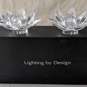 Shannon Lotus Crystal Votive Pair